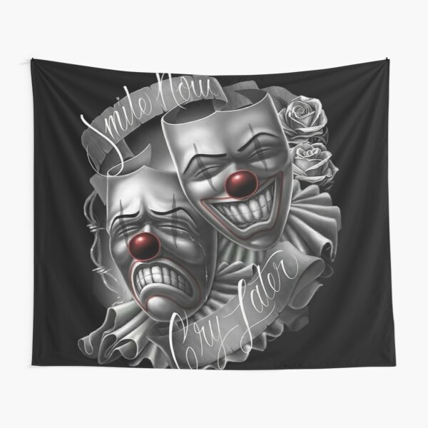 Smile now cry later clown faces Tapestry