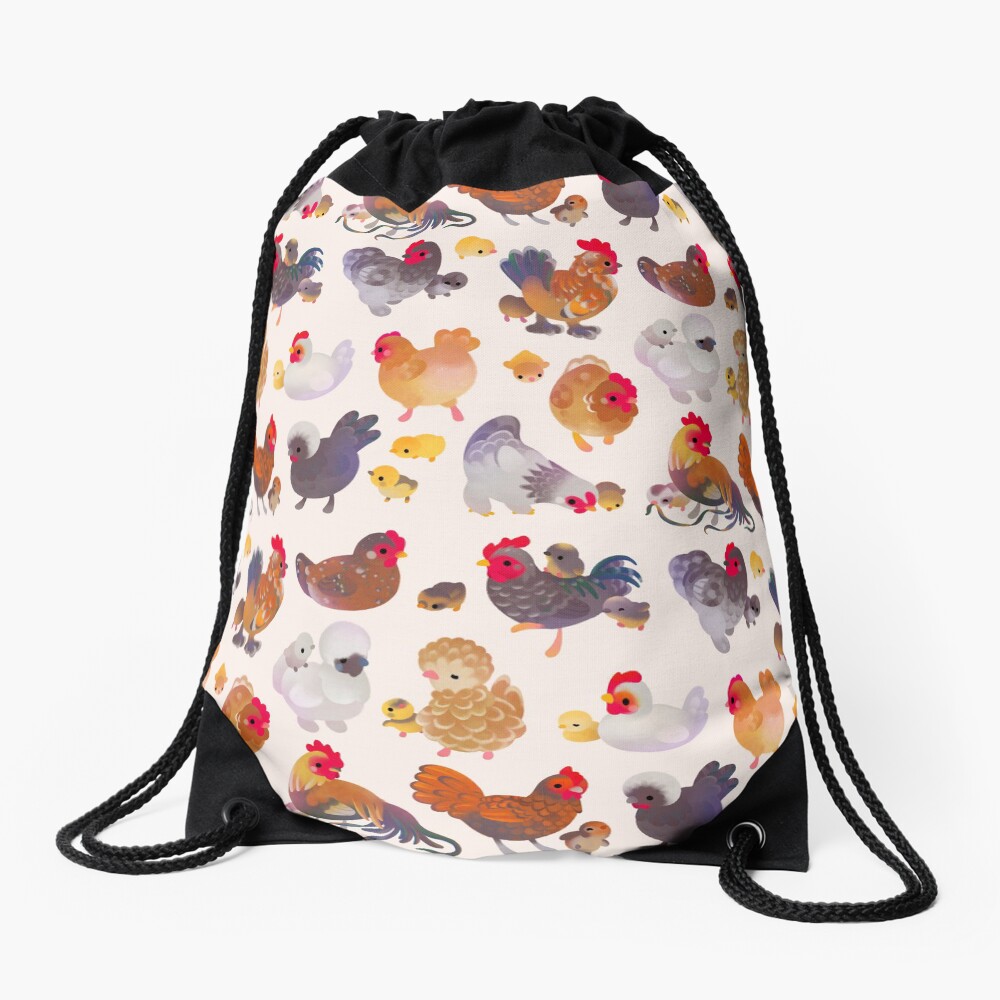 Chicken and Chick Drawstring Bag
