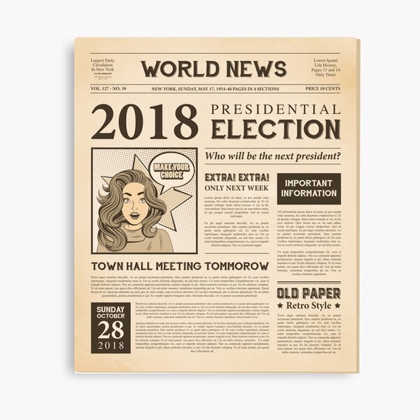 Newspaper Template Canvas Prints Redbubble
