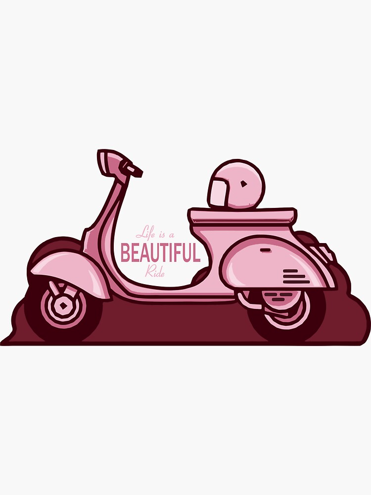 "Classic Vespa, pink vespa, life is a beautiful ride" Sticker for Sale