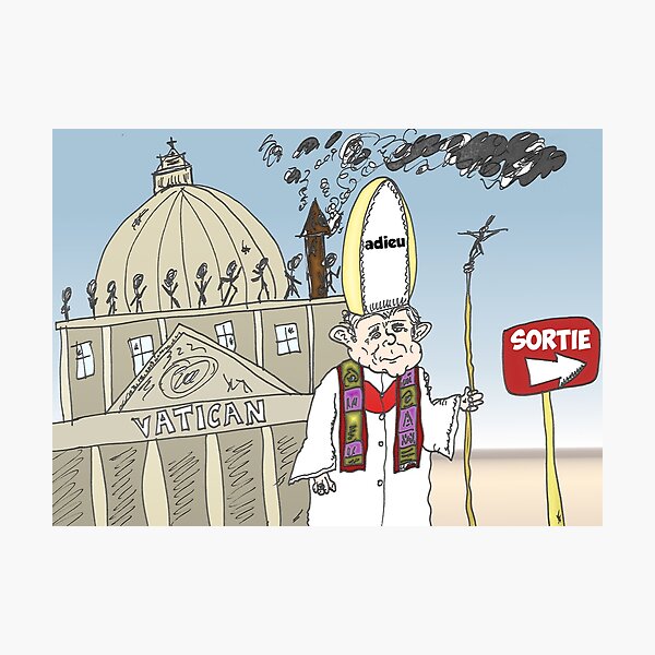 Pape Benoit XVI quitte le Vatican caricature Photographic Print