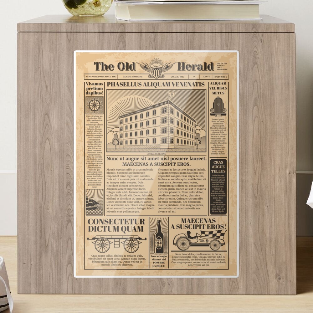 Vintage Newspaper Sticker for Sale by Vector Scout