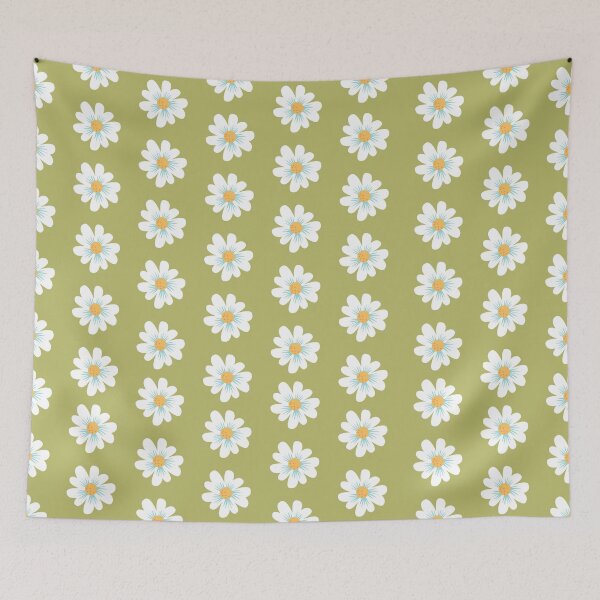 Item preview, Cute White Flower Pattern With Olive Green Background designed and sold by Easy Breezy.