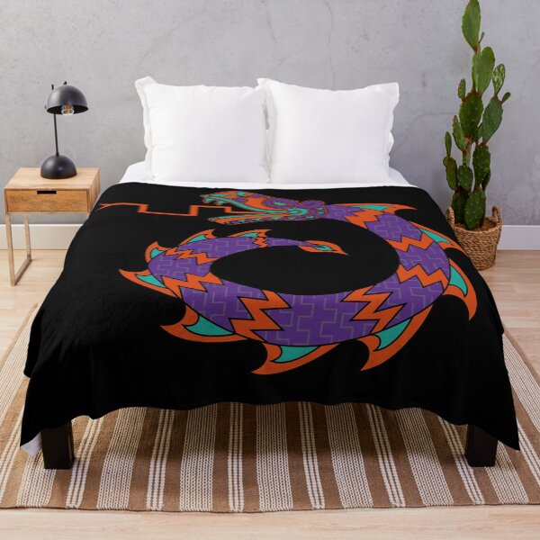 Item preview, Aztec Tribal snake dragon circle Purple orange and teal designed and sold by Jake Purcell.