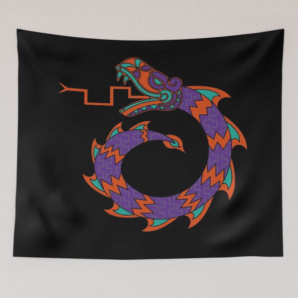 Item preview, Aztec Tribal snake dragon circle Purple orange and teal designed and sold by Jake Purcell.