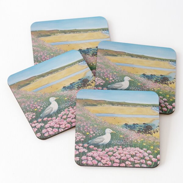 Item preview, Seagulls and seapinks at Whitesands Bay designed and sold by Jenny Urquhart.