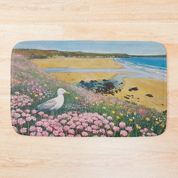 Item preview, Seagulls and seapinks at Whitesands Bay designed and sold by Jenny Urquhart.