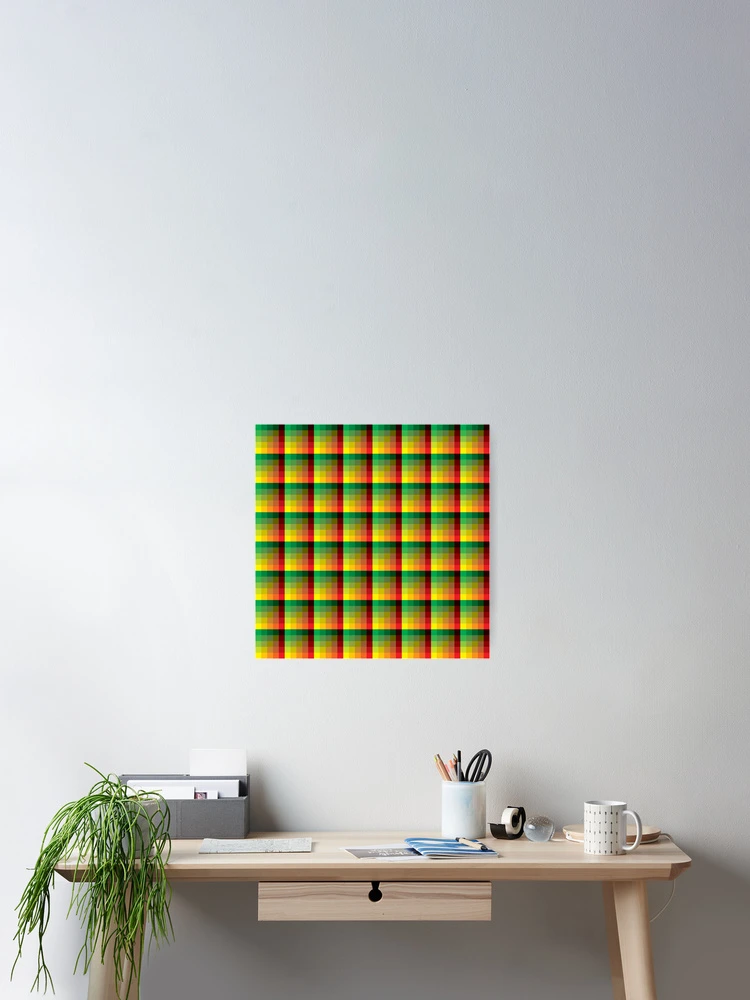 Thumbnail 2 of 3, Poster, Primary Color Geometric Square Tile Pattern designed and sold by taiche.