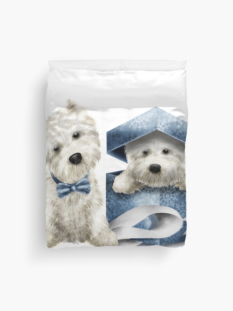 westie christmas duvet cover