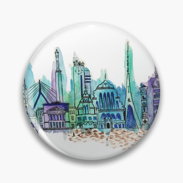 Item preview, Riga City Skyline Watercolour designed and sold by catherinekass.