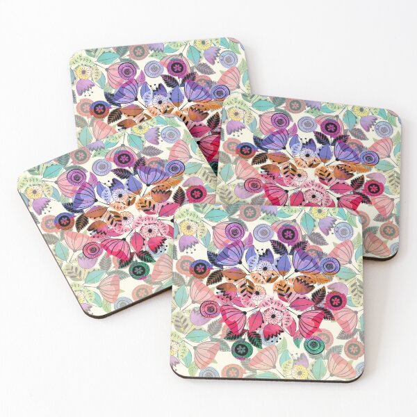 Item preview, Pink and indigo flower pattern designed and sold by famenxt.