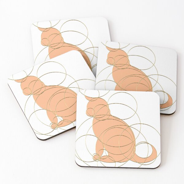 Item preview, Modern Gold Ring Geometric Abstract Cat - Orange Light designed and sold by AbiBurtDesigns.