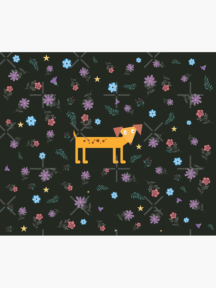 Dogs Are Awesome Midnight Dachshund Floral Pattern by chanzds