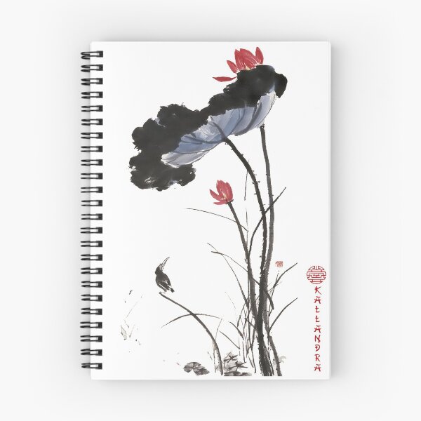 Item preview, Chinese ink painting - lotus flowers and stem ink painting designed and sold by Kallandra.
