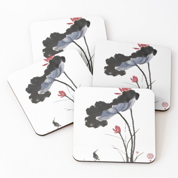 Item preview, Chinese ink painting - lotus flowers and stem ink painting designed and sold by Kallandra.