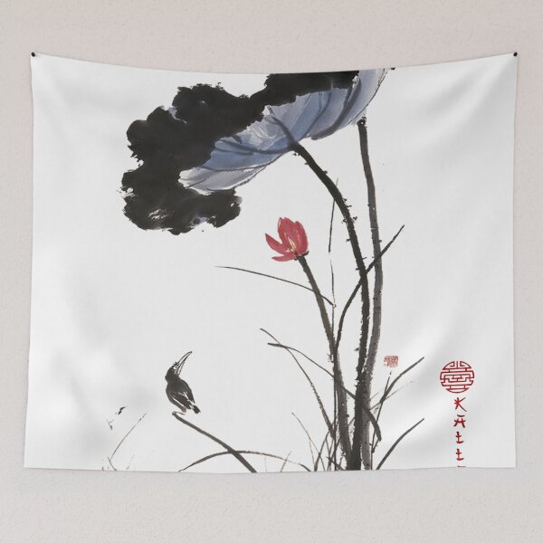 Item preview, Chinese ink painting - lotus flowers and stem ink painting designed and sold by Kallandra.