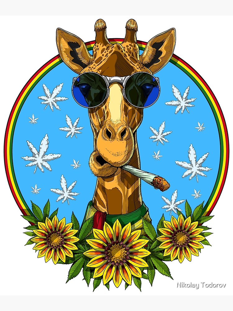 Discover Giraffe Hippie Smoking Weed Premium Matte Vertical Poster