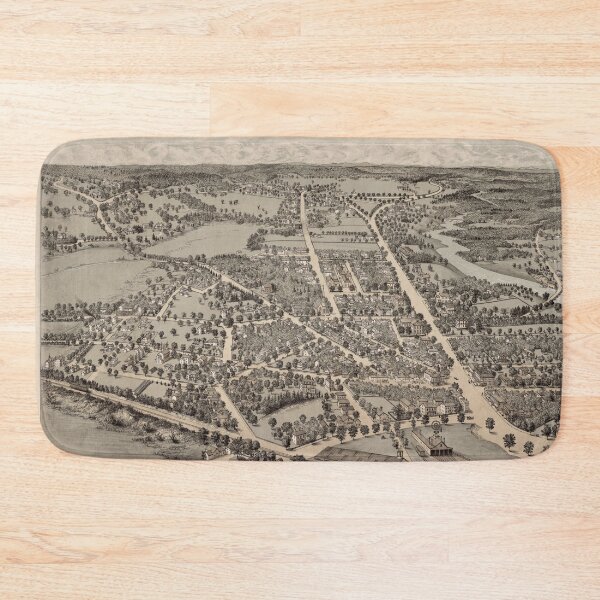 Item preview, Vintage Pictorial Map of Dedham MA (1876) designed and sold by BravuraMedia.