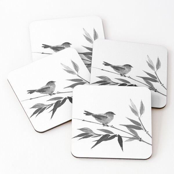 Item preview, Chinese ink painting - little bird on bamboo branch designed and sold by Kallandra.