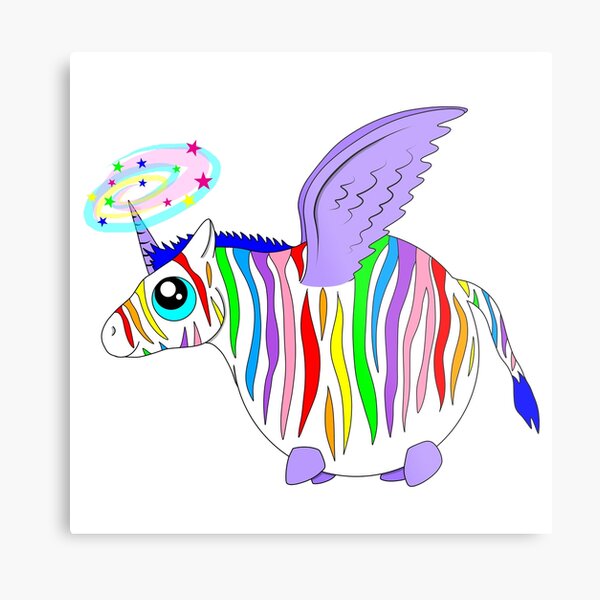 Rainbow Zebra-fly Metal Print