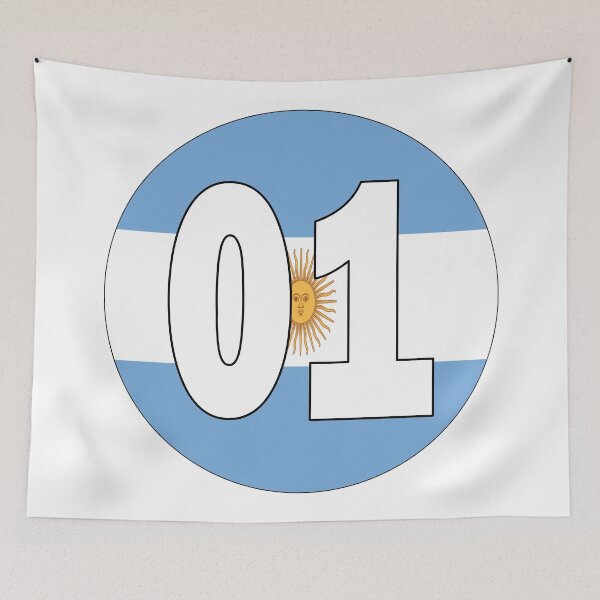 Item preview, Number 01 with Argentina flag on the background designed and sold by AllShirts21.