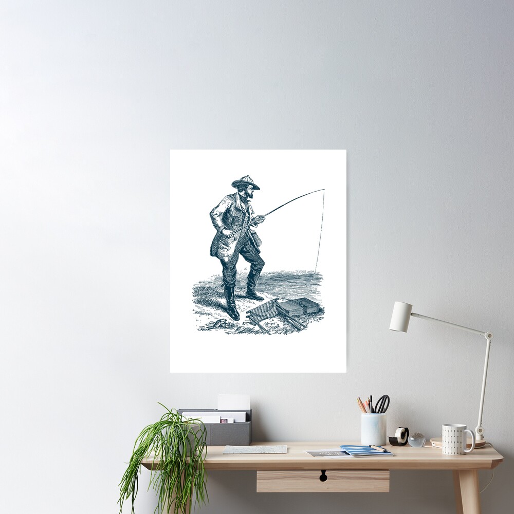 Fisherman Fishing Gift Men' Poster, picture, metal print, paint by  PangolinArts