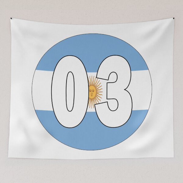 Item preview, Number 03 with Argentina flag on the background designed and sold by AllShirts21.