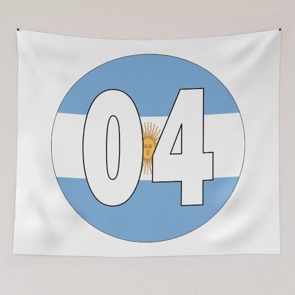 Item preview, Number 04 with Argentina flag on the background designed and sold by AllShirts21.