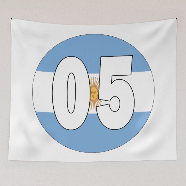 Item preview, Number 05 with Argentina flag on the background designed and sold by AllShirts21.