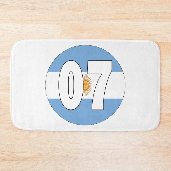Item preview, Number 07 with Argentina flag on the background designed and sold by AllShirts21.