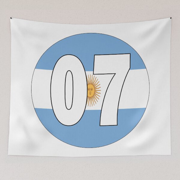 Item preview, Number 07 with Argentina flag on the background designed and sold by AllShirts21.