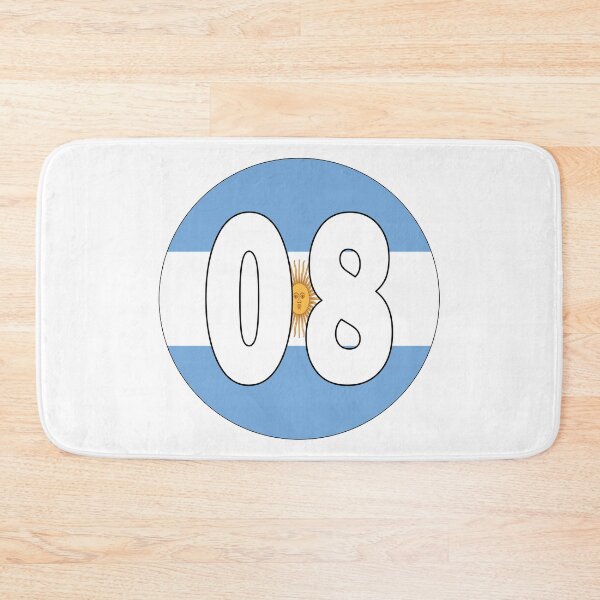 Item preview, Number 08 with Argentina flag on the background designed and sold by AllShirts21.