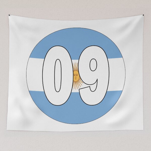 Item preview, Number 09 with Argentina flag on the background designed and sold by AllShirts21.