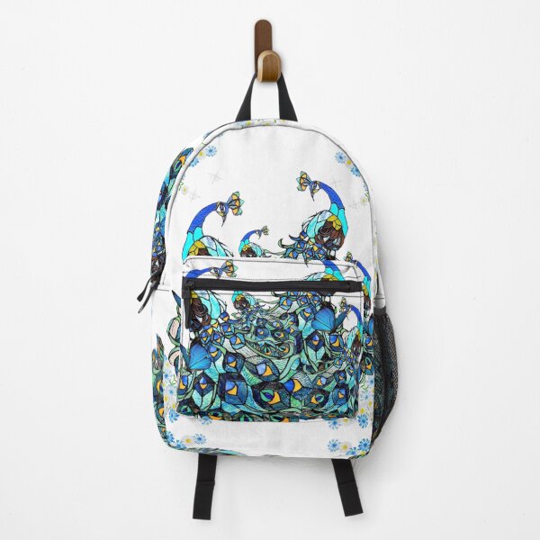 peacock art deco vintage stained glass design by mysticladyart Backpack