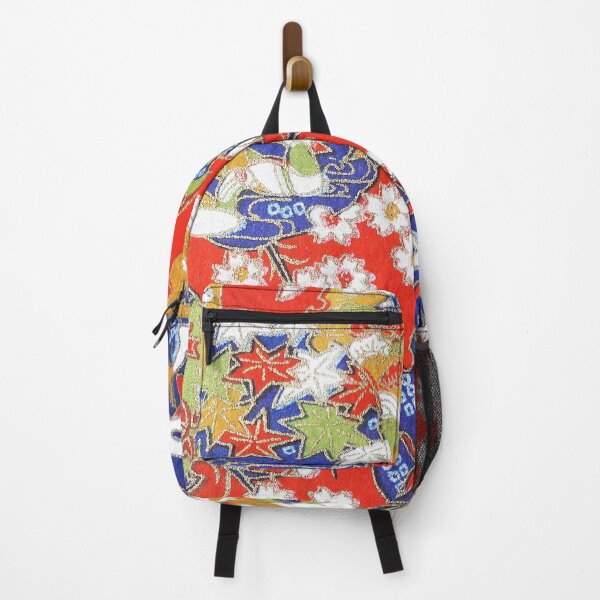 Item preview, Japanese floral motif white blue birds red background designed and sold by Dark Blue.