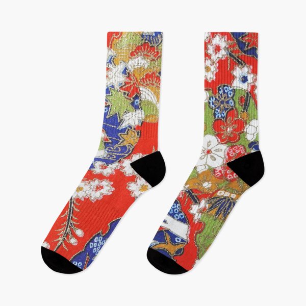 Item preview, Japanese floral motif white blue birds red background designed and sold by Dark Blue.