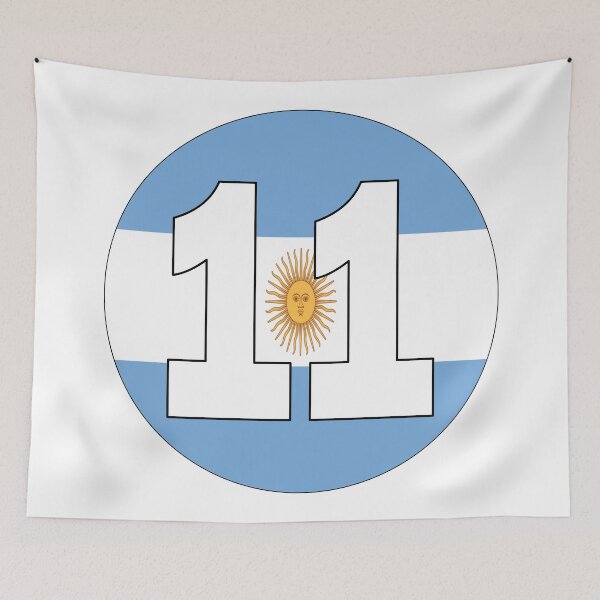 Item preview, Number 11 with Argentina flag on the background designed and sold by AllShirts21.