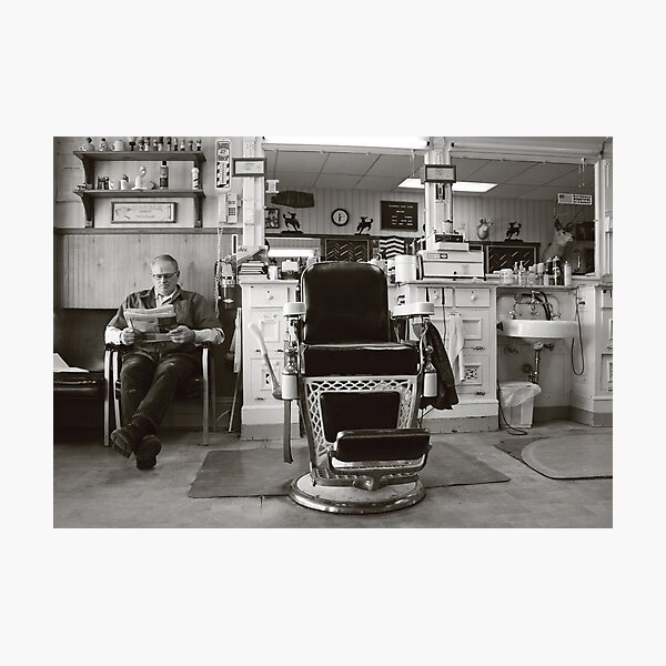 Small Town America ~The Barber Shop Photographic Print
