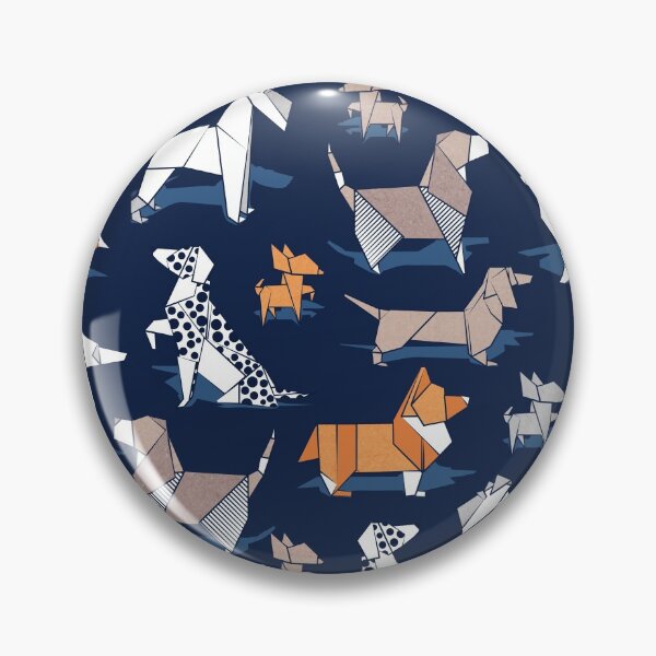 Item preview, Origami doggie friends // oxford blue background paper Chihuahuas Dachshunds Corgis Beagles German Shepherds Collies Poodles Terriers Dalmatians designed and sold by SelmaCardoso.