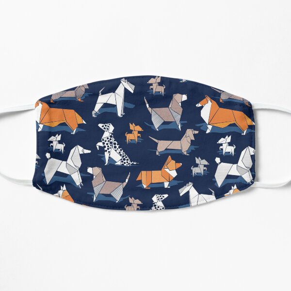 Origami doggie friends // oxford blue background paper Chihuahuas Dachshunds Corgis Beagles German Shepherds Collies Poodles Terriers Dalmatians Flat Mask