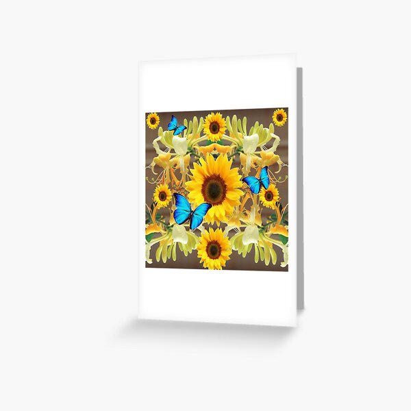 Item preview, BLUE BUTTERFLIES,SUNFLOWERS ABSTRACT FLORAL ART designed and sold by sharlesart.