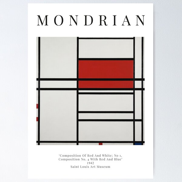 Artikel-Vorschau von Komposition aus Rot und Weiß; Nr. 1, Komposition Nr. 4 mit Rot und Blau – Piet Mondrian – Ausstellungsplakat, designt und verkauft von studiofrivolo.