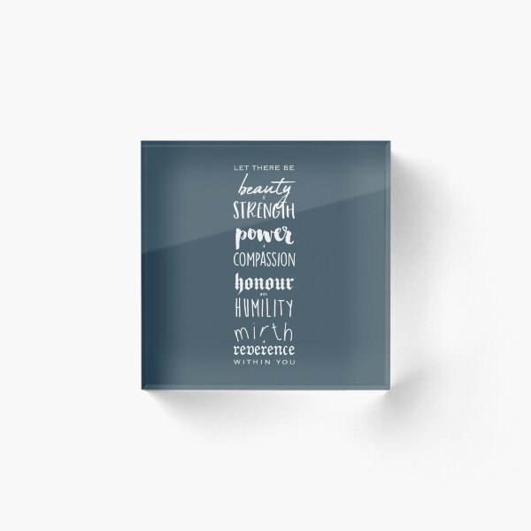 Eight Principles of Wicca - White text Acrylic Block