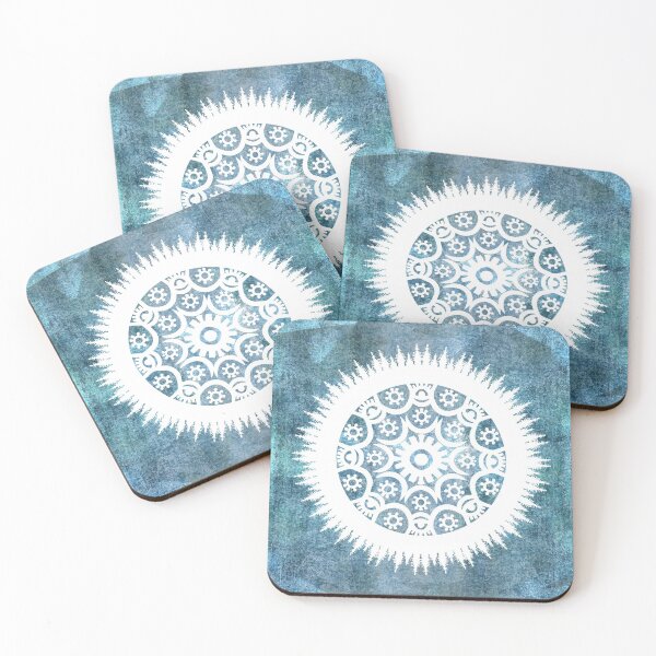 Item preview, Blue Grunge Distressed Prayer for Harmony among all Humanity and Earth Mandala designed and sold by WatersEdgeGal.