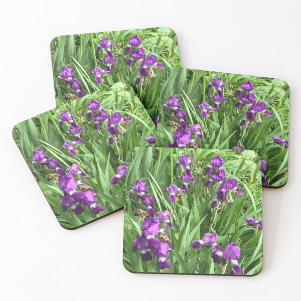 Item preview, Purple irises, realistic photo version, with green leafiness designed and sold by djrunnels.