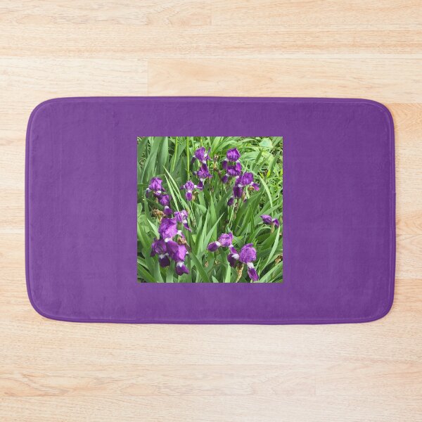 Item preview, Purple irises, realistic photo version, with green leafiness designed and sold by djrunnels.