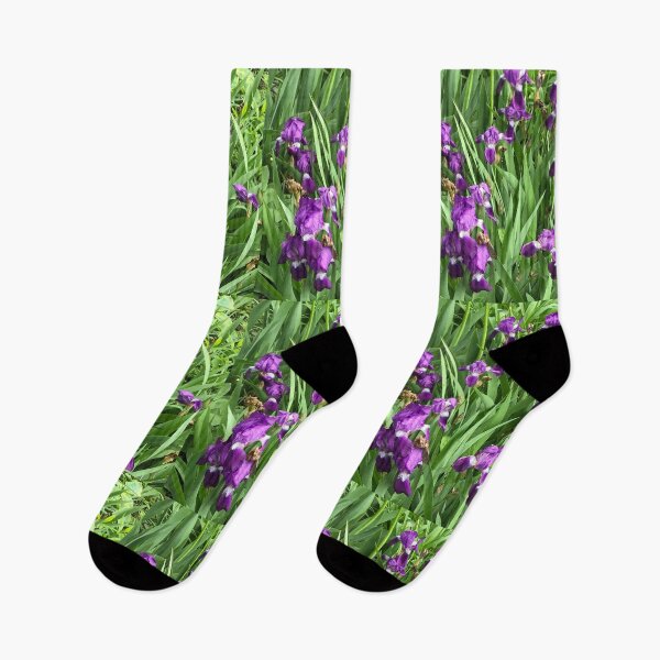 Item preview, Purple irises, realistic photo version, with green leafiness designed and sold by djrunnels.