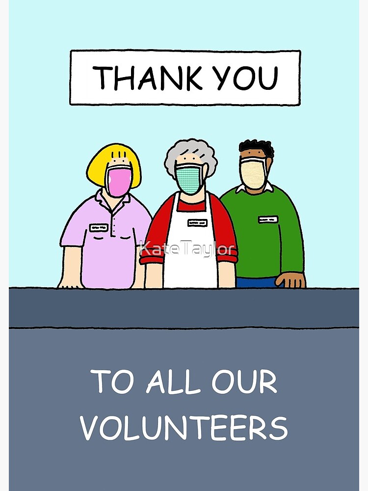 Tarjetas de felicitación «Grupo de dibujos animados de agradecimiento de  Covid 19 a los voluntarios» de KateTaylor | Redbubble