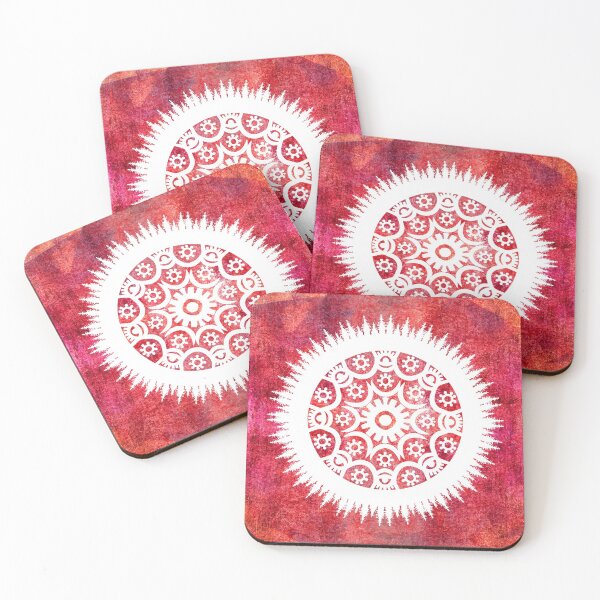 Item preview, Red Grunge Distressed Prayer for Harmony among all Humanity and Earth Mandala designed and sold by WatersEdgeGal.
