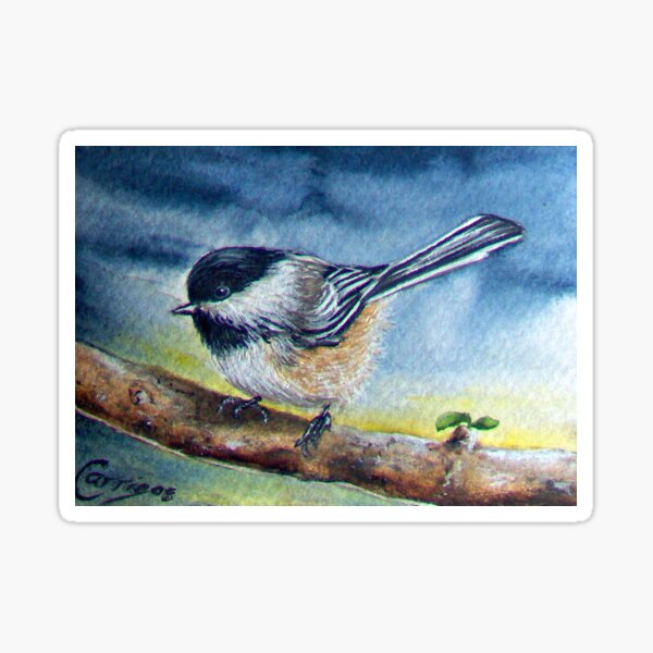 Item preview, Chickadee Bird Painting Watercolour designed and sold by Carrie Paquette.